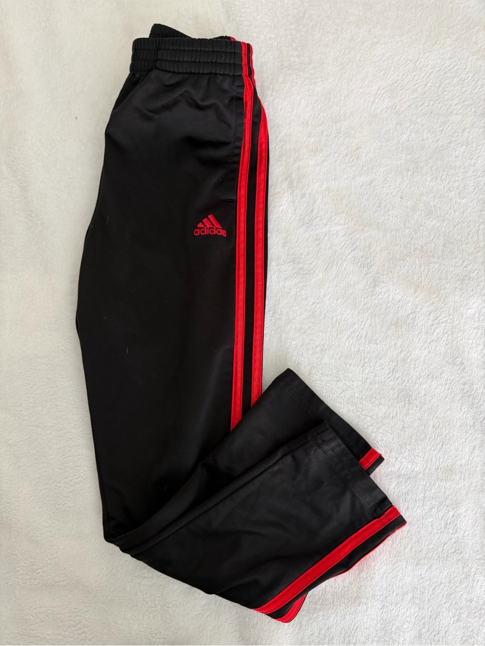 adidas Kids Black Sweatpants with Red Side Stripes